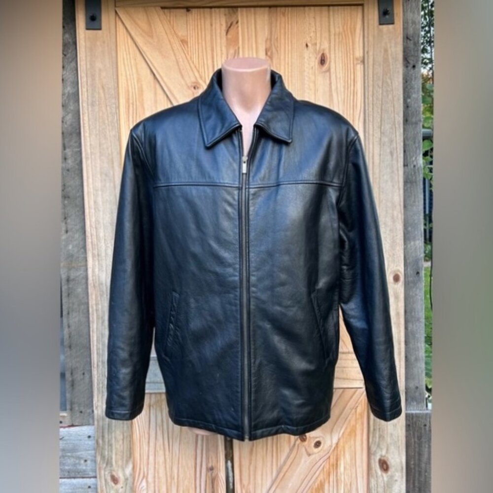 Black Leather Bomber Jacket
